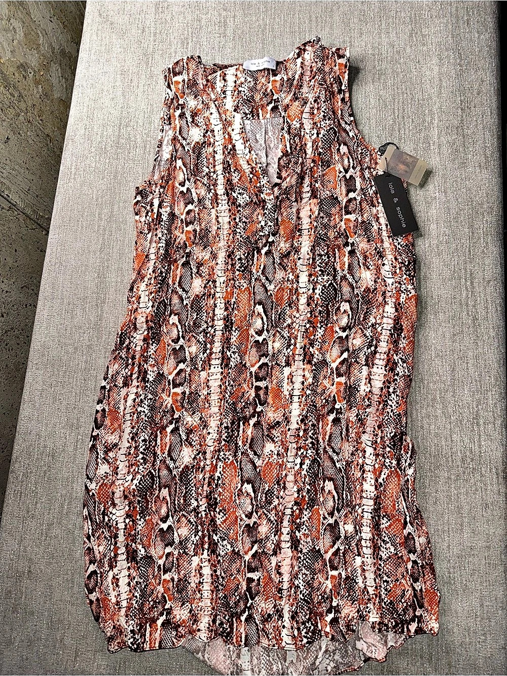 Lola & Sophie Animal Print Maxi Dress in Orange & White Size Small NWT